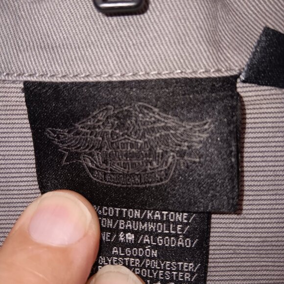 Harley Davidson Skull Graphic Button Up Short Sleeve Shirt Gray Size 2XL - Picture 4 of 12